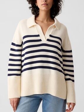 Cotton Striped Collar Sweater